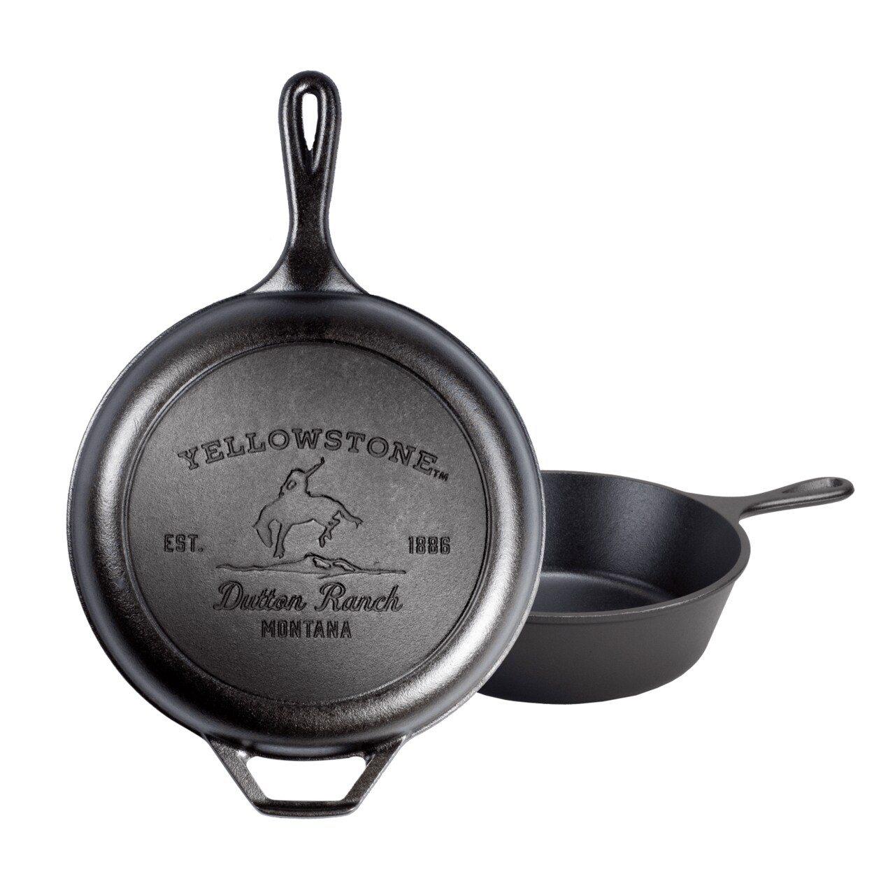 Lodge Yellowstone Combo Cooker Cast Iron Deep 3.2 Quart Skillet with Bucking Bronco Design Lid-Skillet, Versatile Pre-Seasoned Home and Camp Cookware